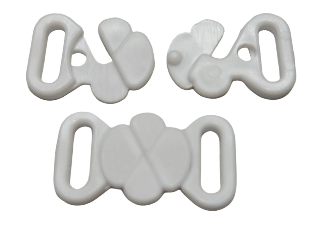 3/8’’ (10mm) Plastic Front Bra Clasp - White - Bra Trim Other