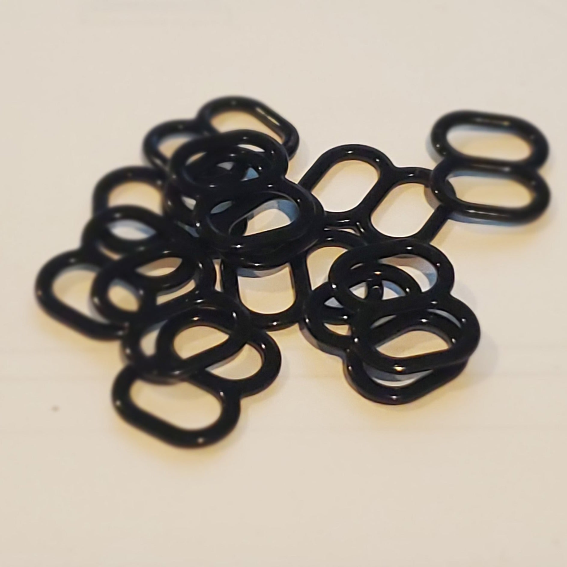 Sliders / Adjusters for Bra or Swimwear - Double Height- Black Nylon Coated Steel - 100pcs - Allied Trimmings Inc