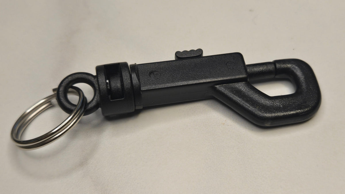 Swivel Spring hook in Plastic w/ Key Ring - HK 14 - Black - Hooks