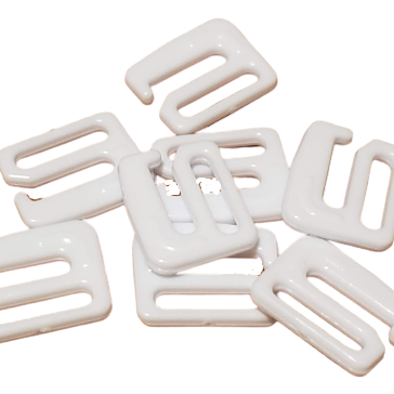 White Plastic Hooks for Bra or Swimwear - 2 Sizes - 100pcs 10mm / White