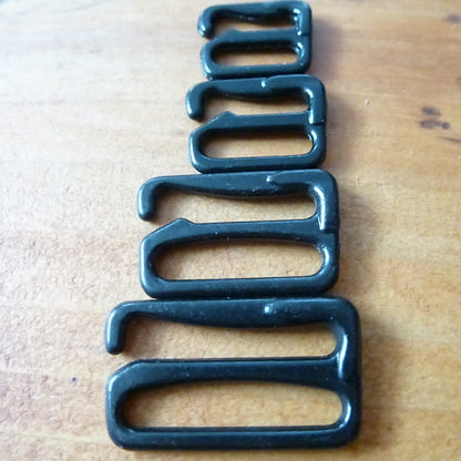 Black Oxide Alloy Metal Hooks for Sewing Lingerie &amp; Fashion Design - 4 Sizes Available - Bra Hooks