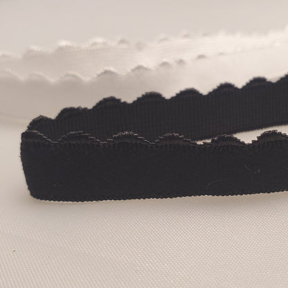 Black Picot (scalloped) strap elastic for Bras 3/8" (10mm) - per meter - Allied Trimmings Inc