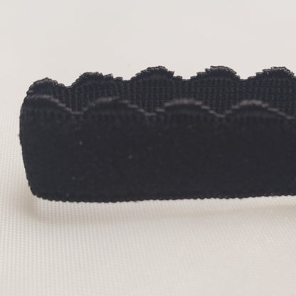 Black Picot (scalloped) strap elastic for Bras 3/8" (10mm) - per meter - Allied Trimmings Inc