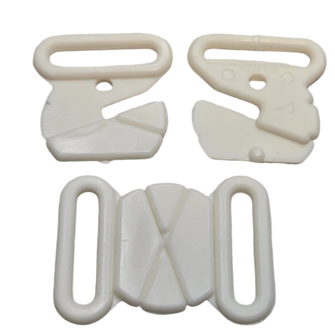 3/4’’ (21mm) Secured Front Bra Clasp - Dyeable White Nylon - 2 - Bra Trim Other