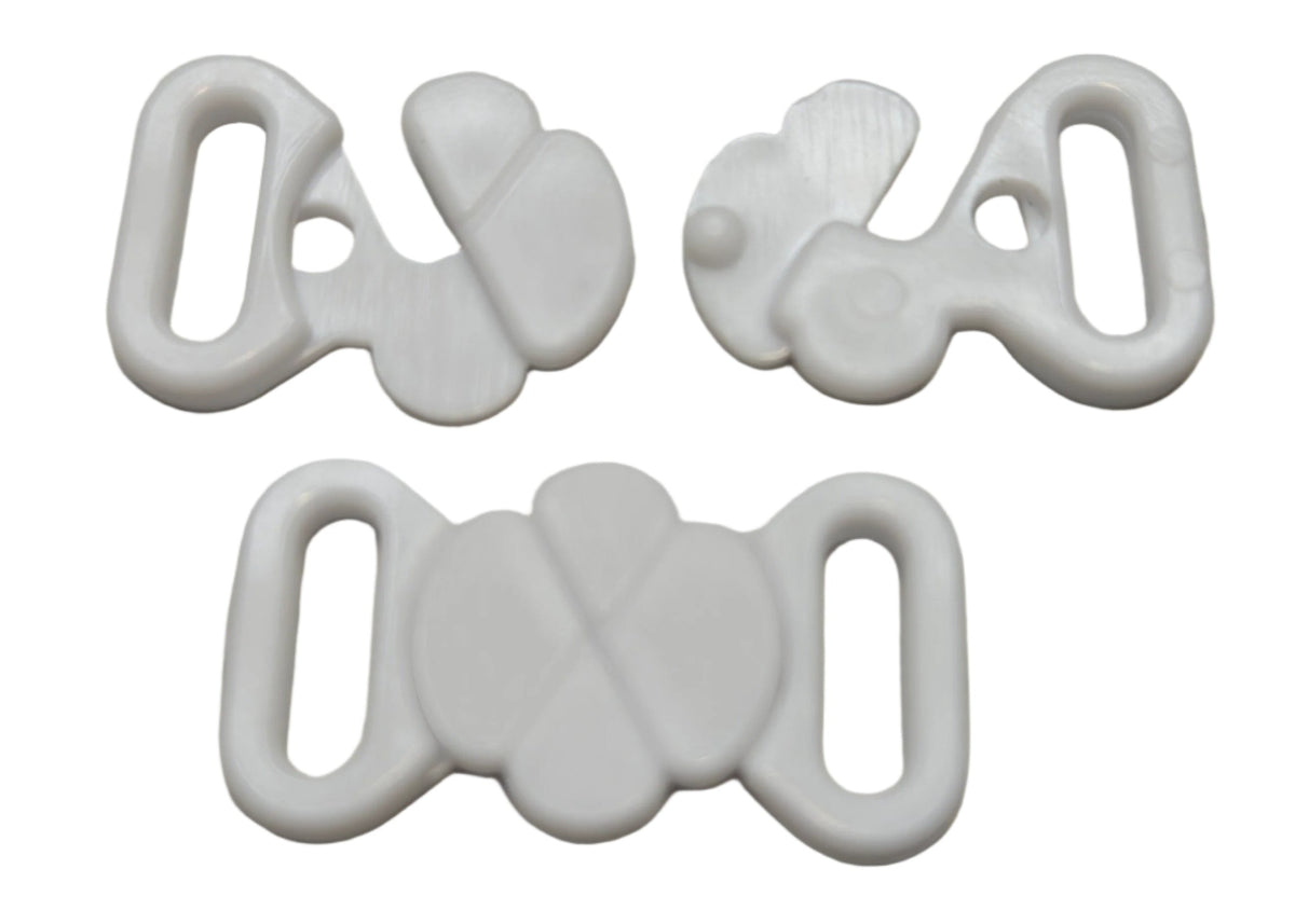 3/8’’ (10mm) Plastic Front Bra Clasp - White - Bra Trim Other