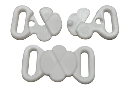 3/8’’ (10mm) Plastic Front Bra Clasp - White - Bra Trim Other