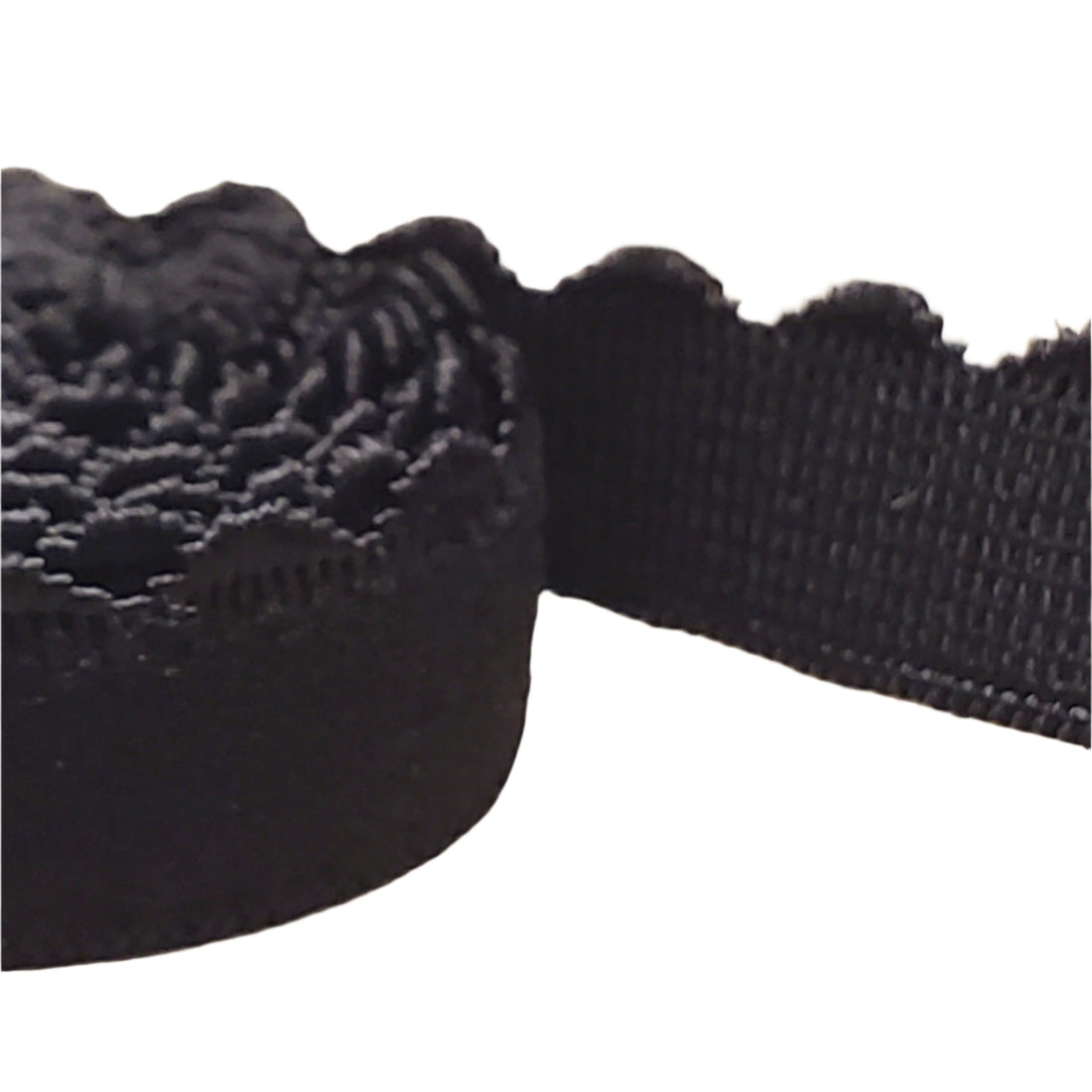 Black Picot (scalloped) strap elastic for Bras 3/8&quot; (10mm) - per meter - Allied Trimmings Inc