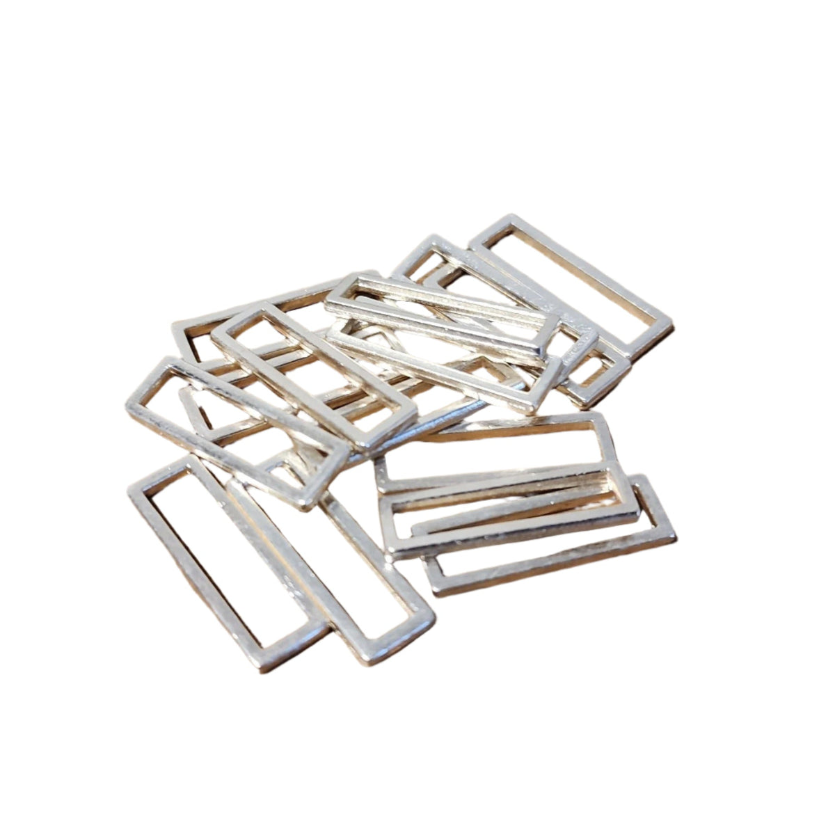 Rectangular Rings - Bra or Swimwear - Matte Silver - 3 sizes - Allied Trimmings Inc