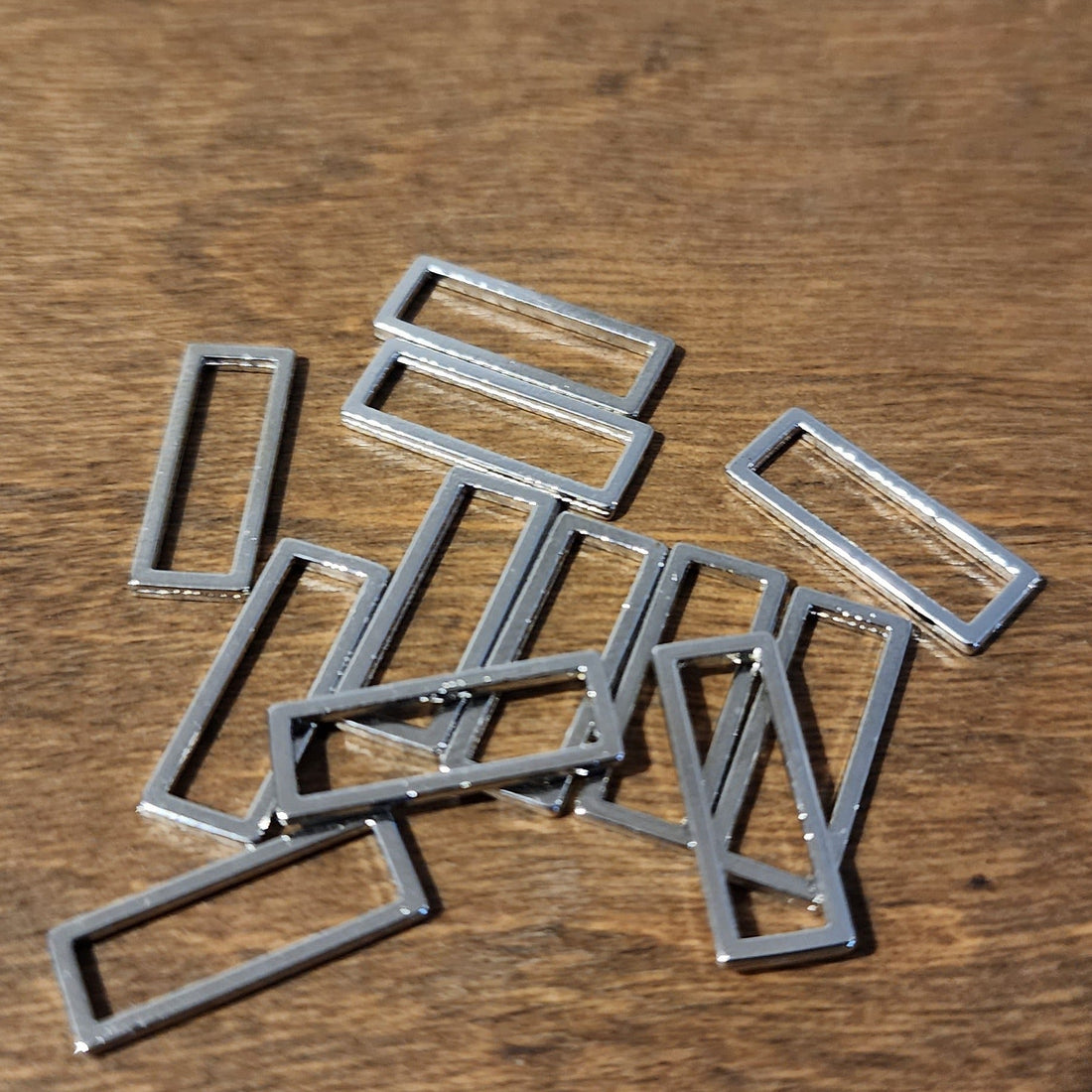 Rectangular Rings - Bra or Swimwear - Bronze Blanc (Shiny Silver) - 3 sizes - Allied Trimmings Inc