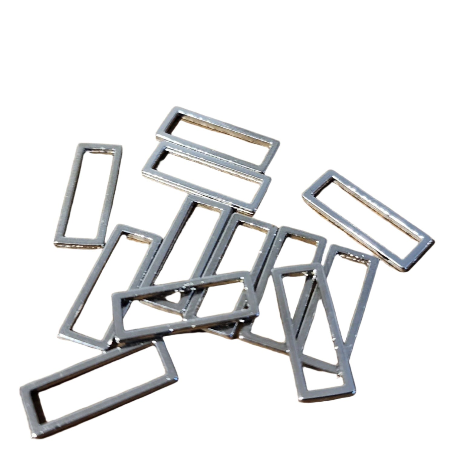 Rectangular Rings - Bra or Swimwear - Bronze Blanc (Shiny Silver) - 3 sizes - Allied Trimmings Inc