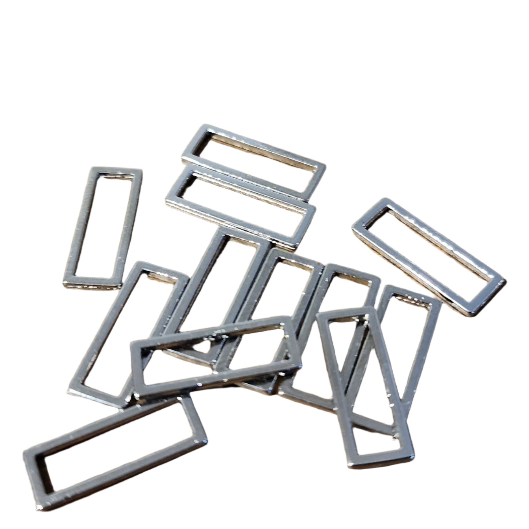 Rectangular Rings - Bra or Swimwear - Bronze Blanc (Shiny Silver) - 3 sizes - Allied Trimmings Inc