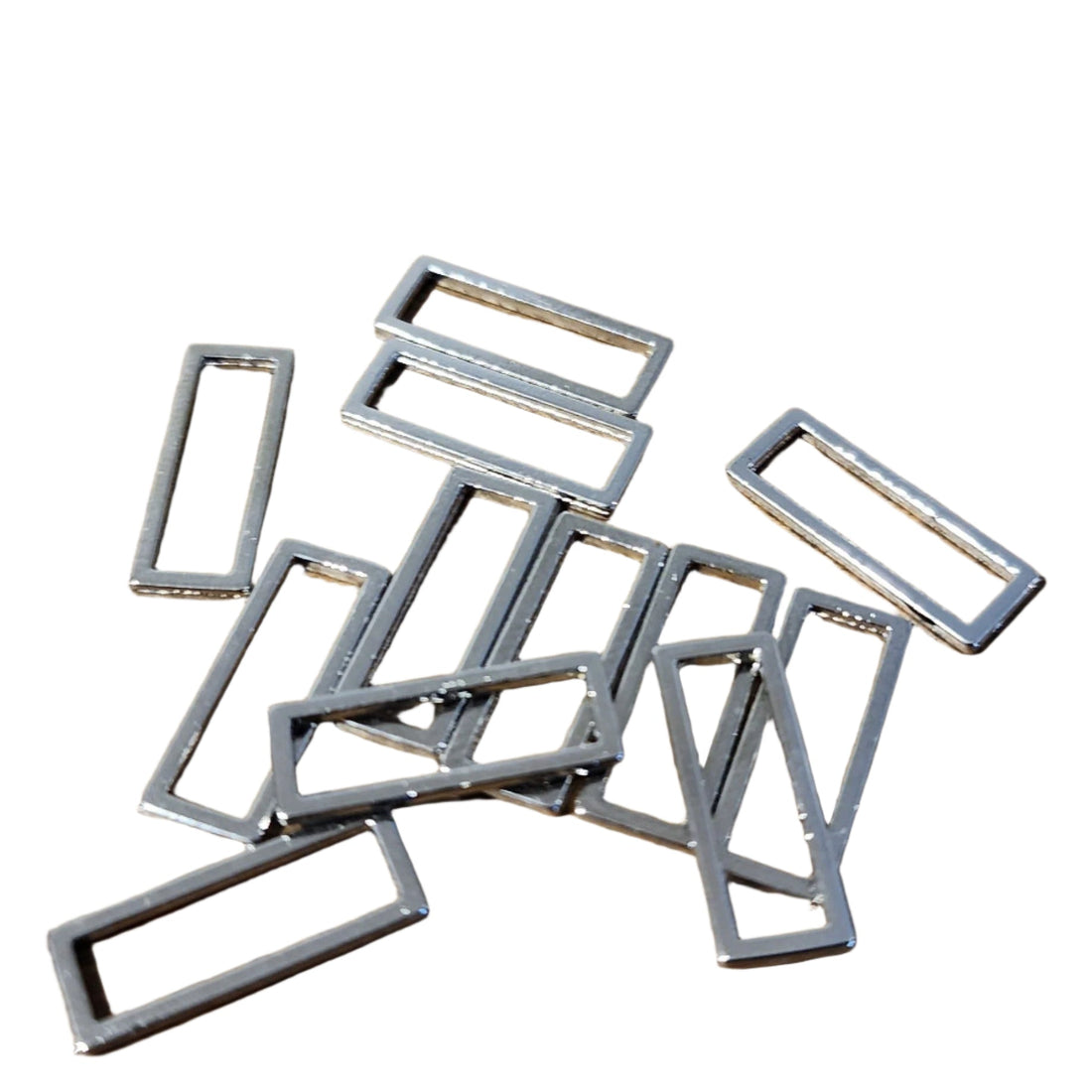 Rectangular Rings - Bra or Swimwear - Bronze Blanc (Shiny Silver) - 3 sizes - Allied Trimmings Inc