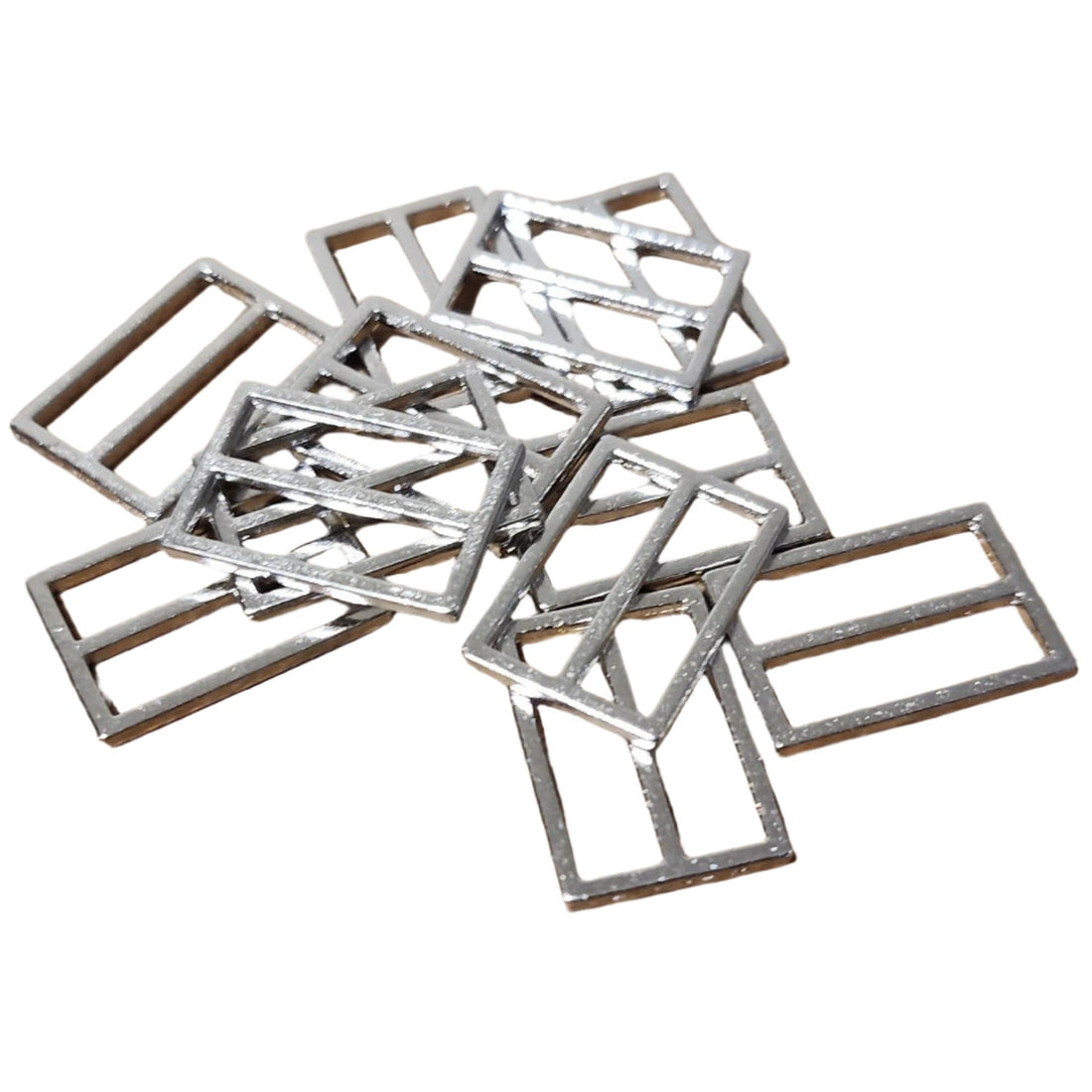 Rectangular Slider / Adjuster - Bra or Swimwear - Bronze Blanc (Shiny Silver) - 3 sizes - Allied Trimmings Inc