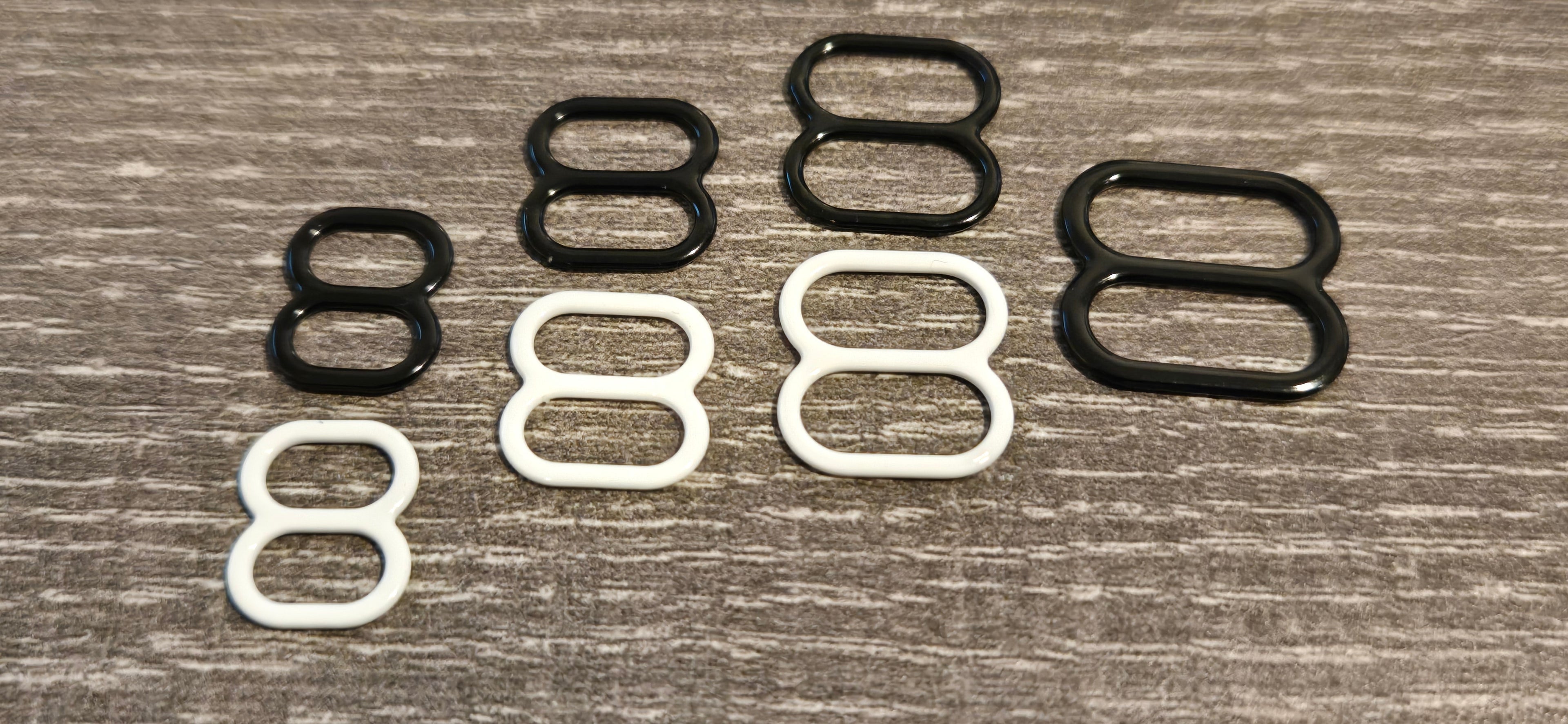 Slider Adjuster XXL – 5mm Tall Holes – Steel for Double Strap Elastic – White – Perfect for Bra Making Lingerie &amp;