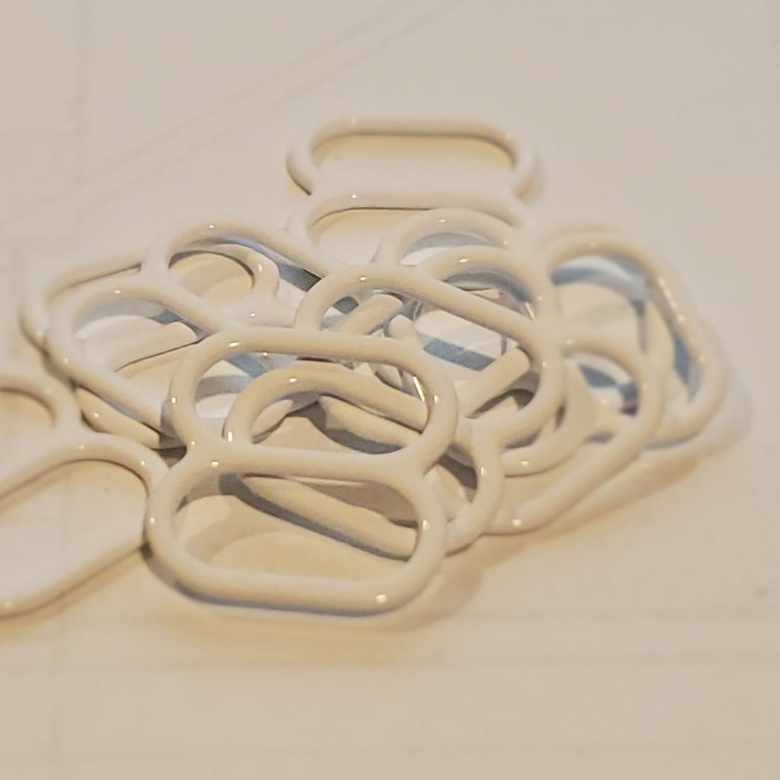 Sliders / Adjusters for Bra or Swimwear - Double Height - White Nylon Coated Steel - 100pcs - Allied Trimmings Inc