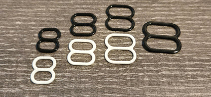 Slider Adjuster XXL – 5mm Tall Holes – Steel for Double Strap Elastic – White – Perfect for Bra Making Lingerie &amp;
