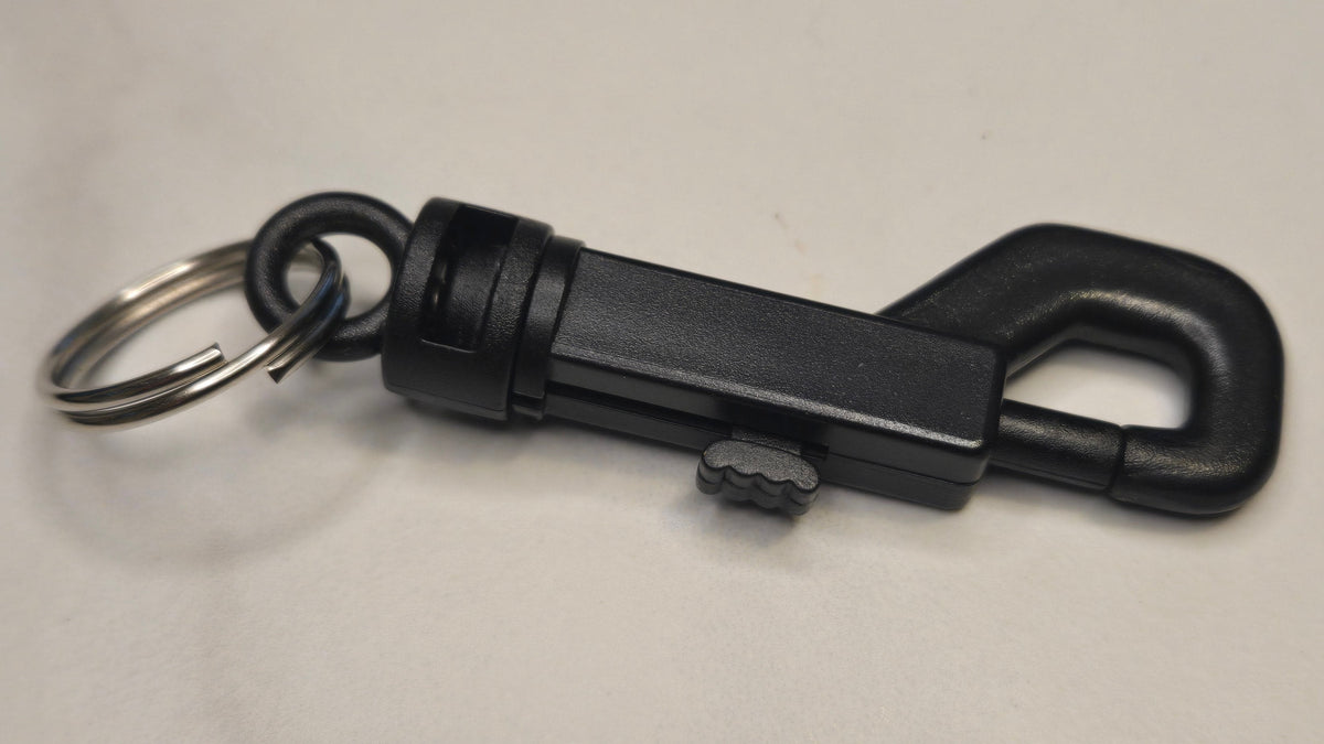 Swivel Spring hook in Plastic w/ Key Ring - HK 14 - Black - Hooks