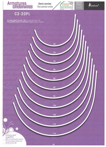 Underwire Nylon Coated Steel with Rilsan Tips - C2 - 20 gauge x 1 Pair (2Pcs) - Allied Trimmings Inc