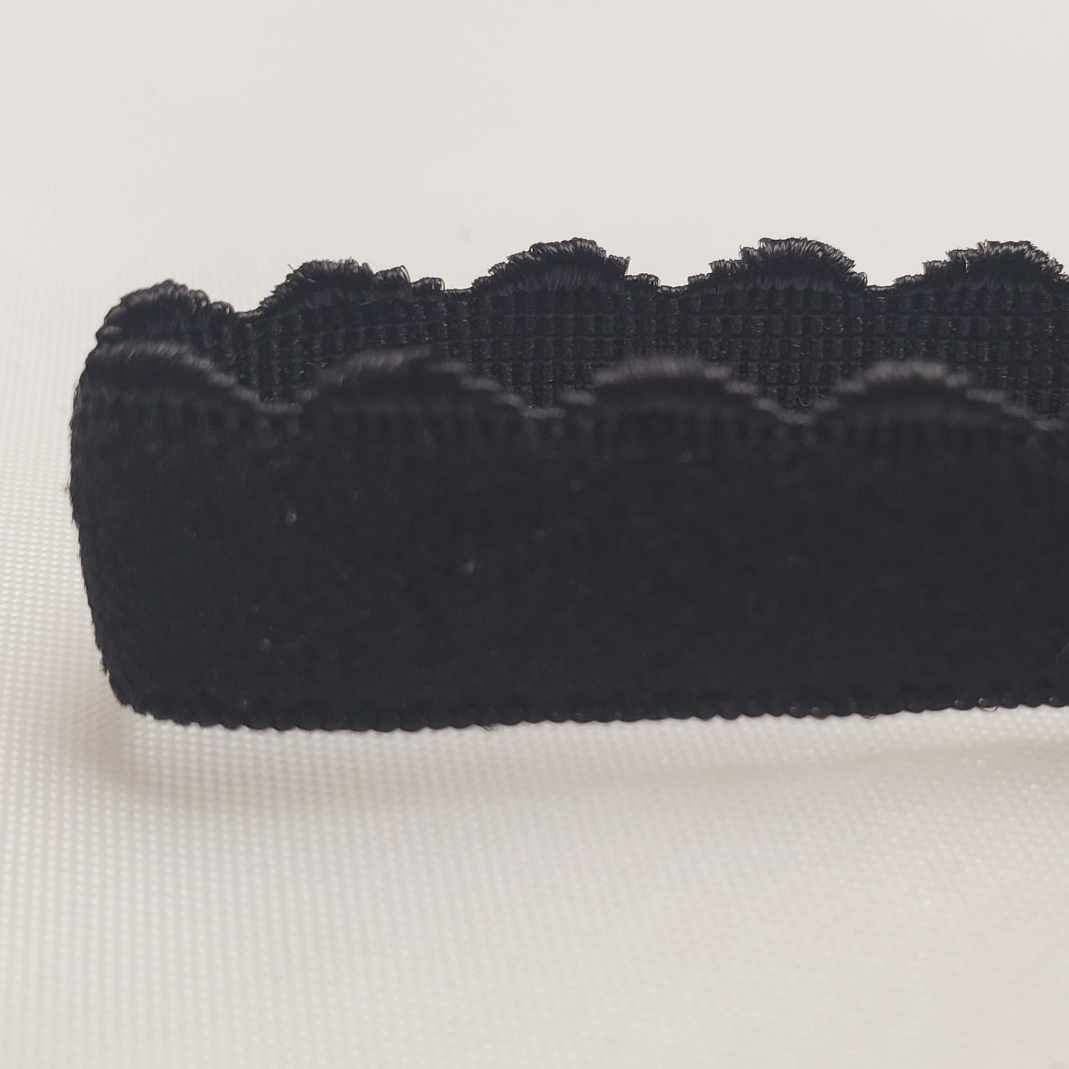 Picot (scalloped) strap elastic for Bras 3/8 Black (10mm) - per meter
