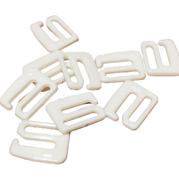 White Plastic Hooks for Bra or Swimwear - 2 Sizes - 100pcs