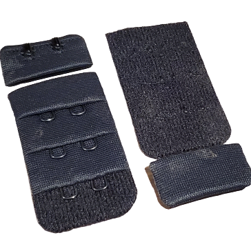 Black Bra Hook and Eye Bra Strap Sew-in Fasteners - 2 Hooks - 32 mm Wide -  Pack of 2 Sets