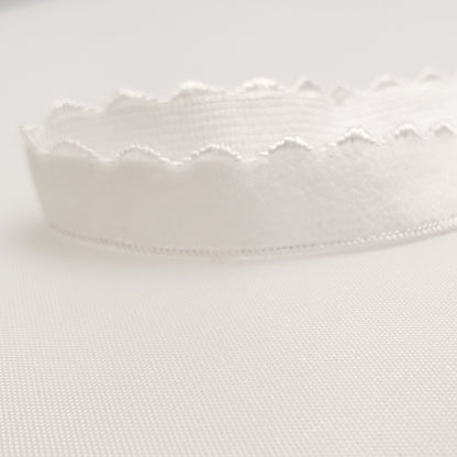 White Picot (scalloped) strap elastic for Bras 3/8&quot; (10mm) 90577 - Per Meter - Allied Trimmings Inc