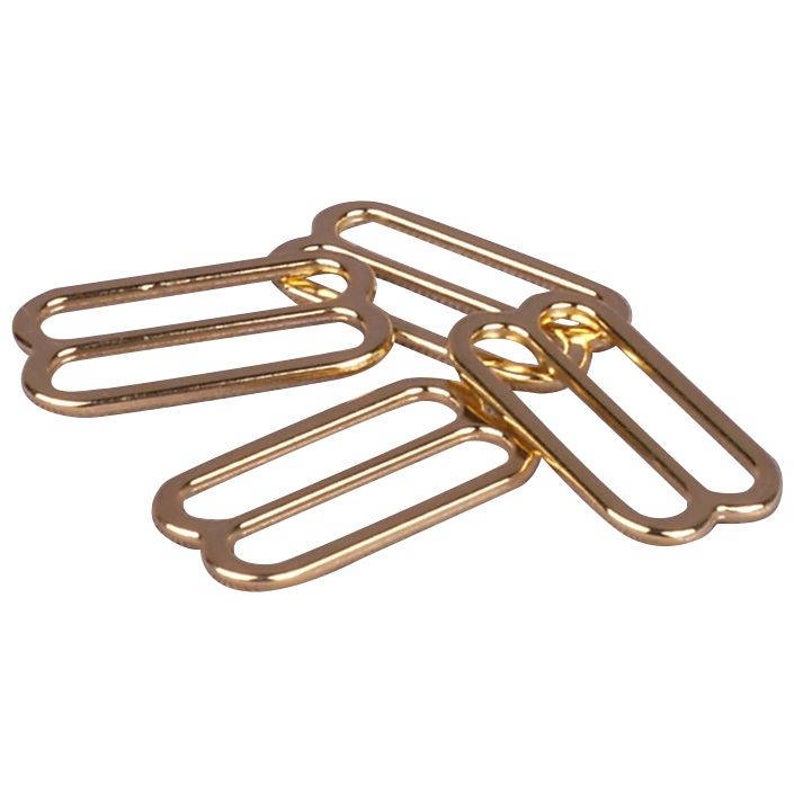 Slider / Adjuster for Bra or Swimwear - Gold Plated Zamak Metal - 8 sizes - Allied Trimmings Inc