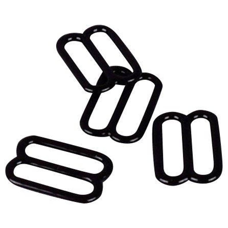Sliders / Adjusters -  for Bra or Swimwear - Black Nylon Coated Steel - 11 sizes - 100pcs - Allied Trimmings Inc